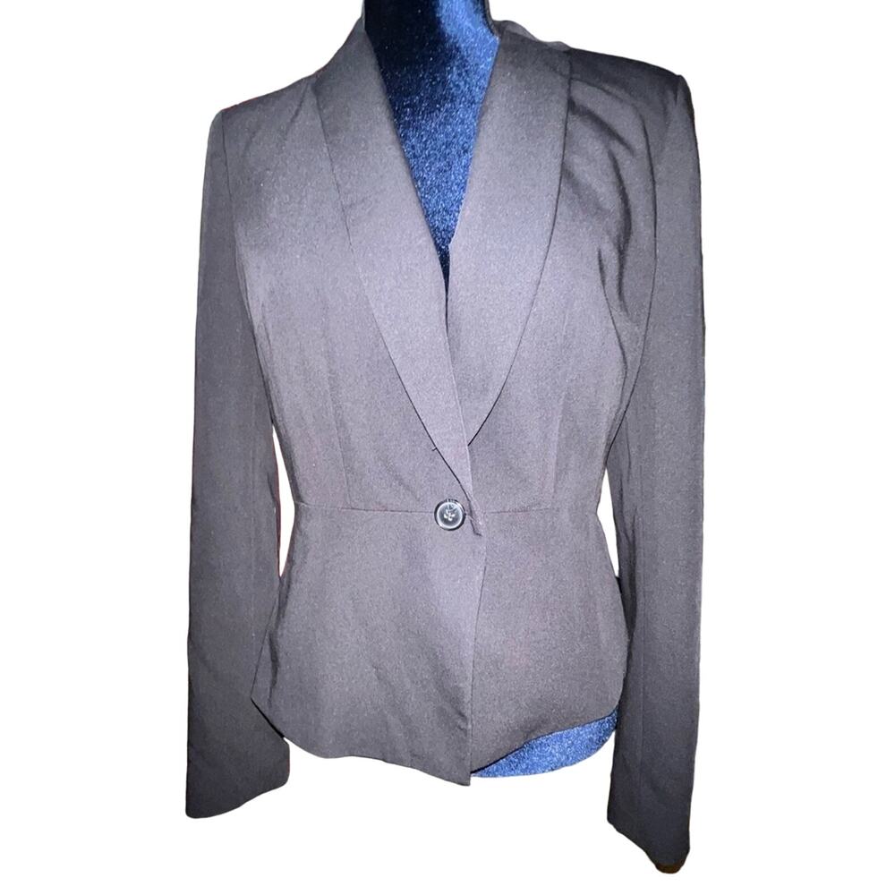 Worthington Rayon Blazer Black Fitted Button Closure Womens Size 8
